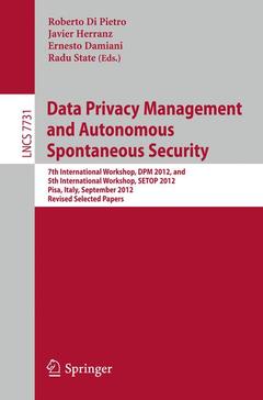 Couverture de l’ouvrage Data Privacy Management and Autonomous Spontaneous Security