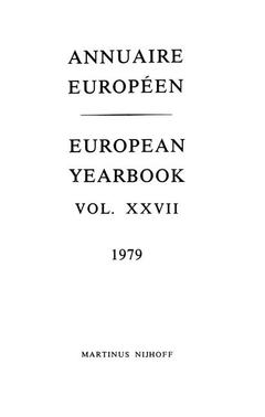 Couverture de l’ouvrage Annuaire Europeen / European Yearbook