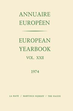 Couverture de l’ouvrage European Yearbook / Annuaire Europeen