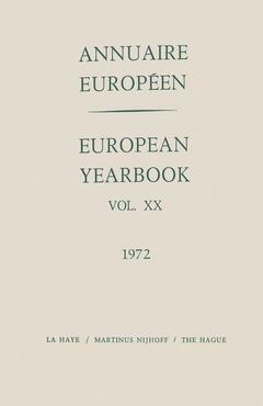Couverture de l’ouvrage Annuaire Européen / European Year Book