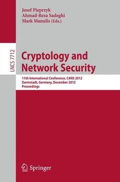 Couverture de l’ouvrage Cryptology and Network Security