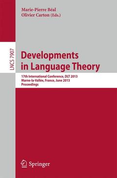 Couverture de l’ouvrage Developments in Language Theory