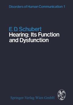Couverture de l’ouvrage Hearing: Its Function and Dysfunction