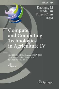 Couverture de l’ouvrage Computer and Computing Technologies in Agriculture IV