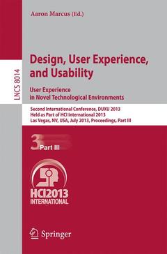 Couverture de l’ouvrage Design, User Experience, and Usability: User Experience in Novel Technological Environments