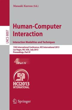 Couverture de l’ouvrage Human-Computer Interaction: Interaction Modalities and Techniques
