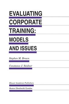 Couverture de l’ouvrage Evaluating Corporate Training: Models and Issues