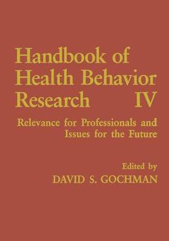Couverture de l’ouvrage Handbook of Health Behavior Research IV