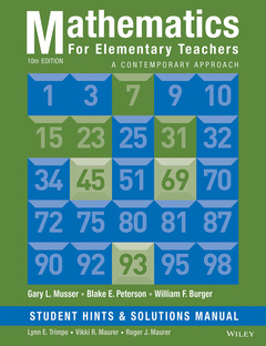 Couverture de l’ouvrage Mathematics for Elementary Teachers, Student Hints and Solutions Manual