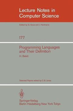 Couverture de l’ouvrage Programming Languages and their Definition