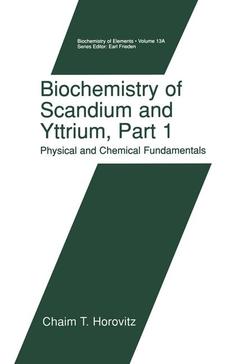 Couverture de l’ouvrage Biochemistry of Scandium and Yttrium, Part 1: Physical and Chemical Fundamentals