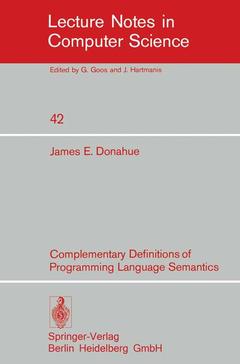 Couverture de l’ouvrage Complementary Definitions of Programming Language Semantics