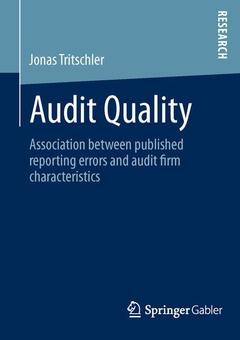 Couverture de l’ouvrage Audit Quality