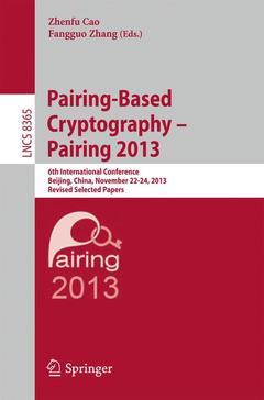 Cover of the book Pairing-Based Cryptography -- Pairing 2013