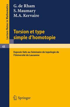 Couverture de l’ouvrage Torsion et Type Simple d'Homotopie