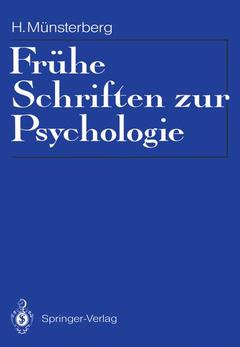 Cover of the book Frühe Schriften zur Psychologie