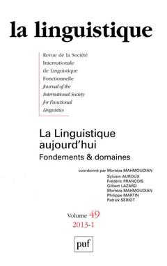 Couverture de l’ouvrage Linguistique 2013 vol. 49 n 1