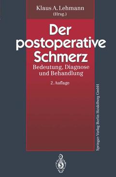 Couverture de l’ouvrage Der postoperative Schmerz
