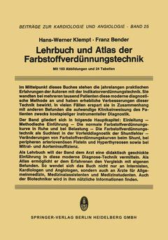 Couverture de l’ouvrage Lehrbuch und Atlas der Farbstoffverdünnungstechnik