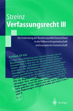 Couverture de l’ouvrage Verfassungsrecht III