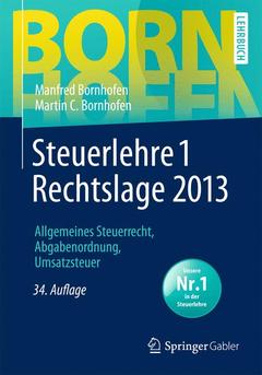 Couverture de l’ouvrage Steuerlehre 1 Rechtslage 2013