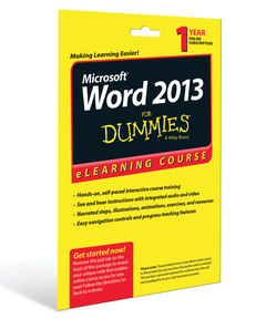 Couverture de l’ouvrage Word 2013 For Dummies eLearning Course Access Code Card (12 Month Subscription)