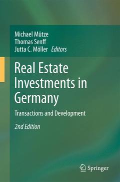 Couverture de l’ouvrage Real Estate Investments in Germany