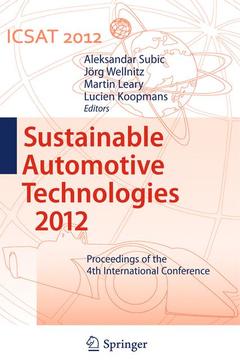 Couverture de l’ouvrage Sustainable Automotive Technologies 2012