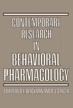Couverture de l’ouvrage Contemporary Research in Behavioral Pharmacology