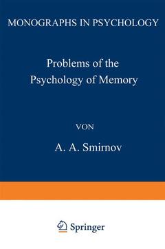 Couverture de l’ouvrage Problems of the Psychology of Memory