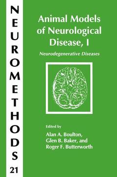 Couverture de l’ouvrage Animal Models of Neurological Disease, I