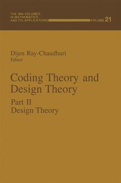 Couverture de l’ouvrage Coding Theory and Design Theory