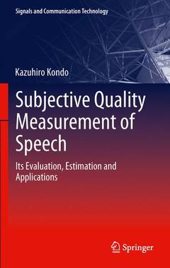 Couverture de l’ouvrage Subjective Quality Measurement of Speech