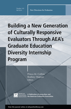 Couverture de l’ouvrage Building a New Generation of Culturally Responsive Evaluators Through AEA′s Graduate Education Diversity Internship Program