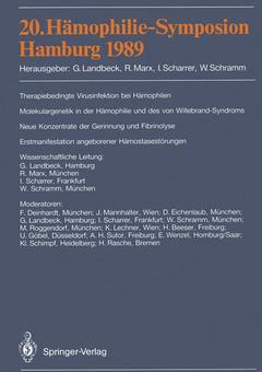 Cover of the book 20. Hämophilie-Symposion Hamburg 1989