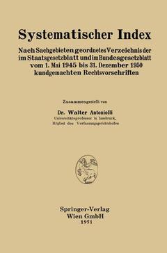 Couverture de l’ouvrage Systematischer Index