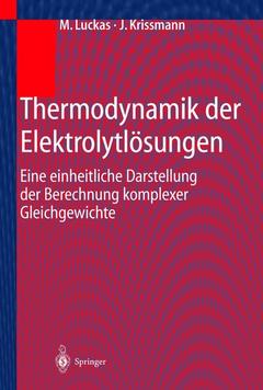 Couverture de l’ouvrage Thermodynamik der Elektrolytlösungen