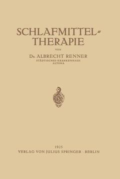 Couverture de l’ouvrage Schlafmittel-Therapie