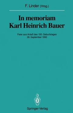 Couverture de l’ouvrage In memoriam Karl Heinrich Bauer