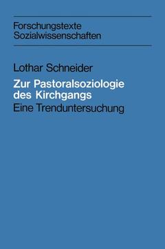 Couverture de l’ouvrage Zur Pastoralsoziologie des Kirchgangs