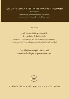 Cover of the book Das Fließvermögen reiner und sauerstoffhaltiger Kupferschmelzen