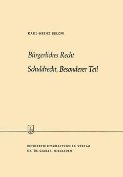 Couverture de l’ouvrage Bürgerliches Recht Schuldrecht, Besonderer Teil