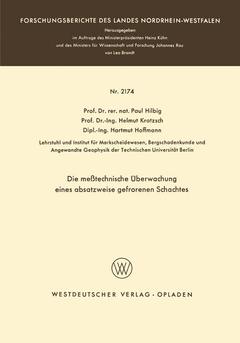Cover of the book Die meßtechnische Überwachung eines absatzweise gefrorenen Schachtes