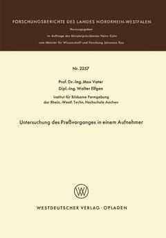Cover of the book Untersuchung des Preßvorganges in einem Aufnehmer