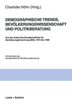 Couverture de l’ouvrage Demographische Trends, Bevölkerungswissenschaft und Politikberatung