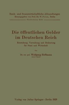 Couverture de l’ouvrage Die öffentlichen Gelder im Deutschen Reich