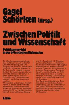 Couverture de l’ouvrage Zwischen Politik und Wissenschaft