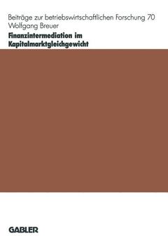 Cover of the book Finanzintermediation im Kapitalmarktgleichgewicht