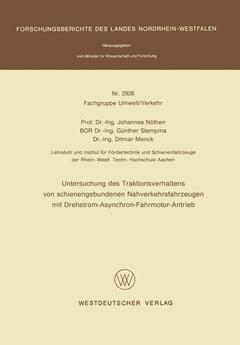 Couverture de l’ouvrage Untersuchung des Traktionsverhaltens von schienengebundenen Nahverkehrsfahrzeugen mit Drehstrom-Asynchron-Fahrmotor-Antrieb