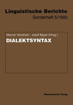 Couverture de l’ouvrage Dialektsyntax
